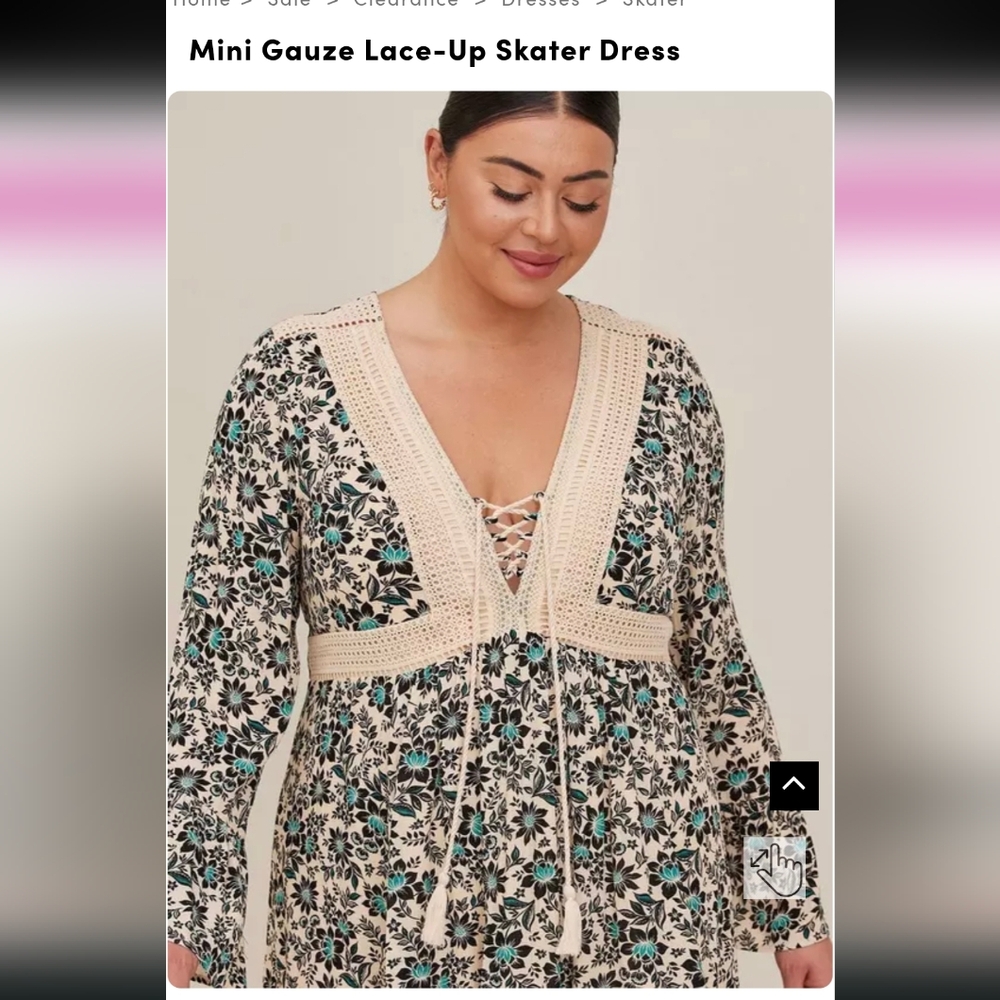 Torrid Mini Gauze Lace-up Skater Dress - Size 2 NWT - Picture 4 of 7